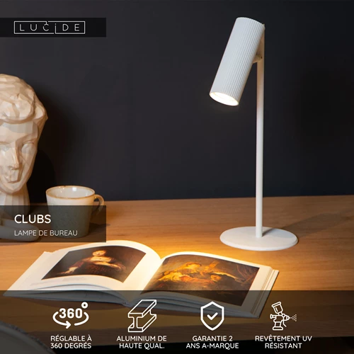 Lucide CLUBS - Lampe de bureau - 1xGU10 - Blanc - USP